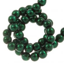 Perles en Verre Cirées Tchèques (2 mm) Shiny Deep Emerald (150 pièces)