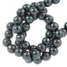 Perles en Verre Cirées Tchèques (2 mm) Shiny Dark Cyan (150 pièces)