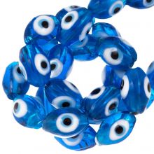 Perles en Verre Evil Eye (13 x 7 mm) Blue (30 pièces)