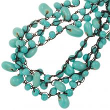 Mélange de Perles en Verre (4 - 6.5 x  4 - 11mm) Tiffany Blue (130 pièces)