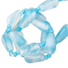 Perles en Verre (13 x 7 mm) Transparent Aquatic Blue (24 pièces)