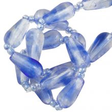 Perles en Verre (13 x 7 mm) Transparent Parisian Blue (24 pièces)