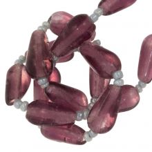 Perles en Verre (13 x 7 mm) Transparent Grape Shake (24 pièces)