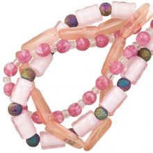 Mélange de Perles en Verre (6 - 18.5 x 6 - 7.5 mm) Primrose Pink (55 pièces)