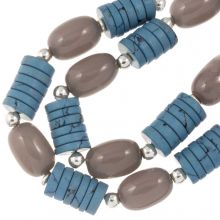 Mélange de Perles en Résine (20 x 14 - 3 x 12 mm) Blue Mix Color (62 pièces)