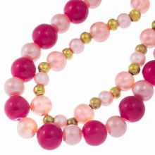 Mélange de Perles en Verre (5 - 10 mm) Mix Color Fuchsia Rose (53 pièces)