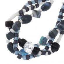 Mélange de Perles en Verre (3 - 11 x 4 - 11 mm) Aegean Blue (125 pièce)