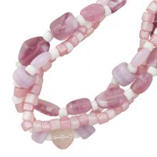 Mélange de Perles en Verre (3 - 11 x 4 - 11 mm) Pink Lemonade (125 pièce)