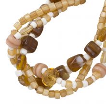 Mélange de Perles en Verre (3 - 11 x 4 - 11 mm) Fawn (125 pièce)