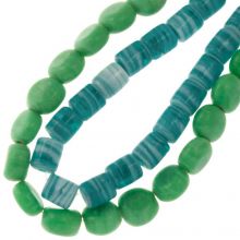 Mélange de Perles en Verre (7 - 9 x 6 - 10 mm) Baltic Green (47 pièces)