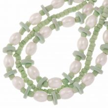 Mélange de Perles en Verre (2 - 8 x 3 - 7 mm) Transparent White Pearl (120 pièces)
