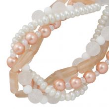 Mélange de Perles en Verre (3 - 18 x 4 - 9 mm) Peach (110 pièce)