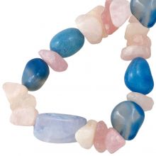 Mélange de Perles en Pierre Naturelle (5 - 25 x 12 - 18 mm) Pinky Blue (20 pièces)