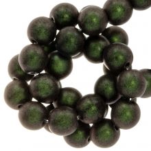 Perles en Verre Mat Métallique Tchèques (4 mm) Olive Mauve (50 pièces)