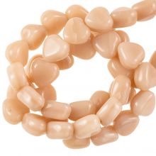 Perles en Verre Coeur (6 x 6 x 4 mm) Apricot (37 pièces)