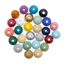 Perles en Bois (12 mm) Mix Color (25 pièces)