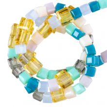 Perles en Verre Cube (4 x 4 - 3 x 3 mm)  Summer Blue (53 pièces)