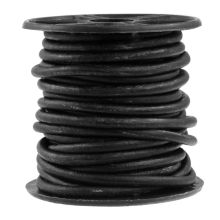 Cordon Cuir DQ (1 mm) Vintage Black (10 mètres)