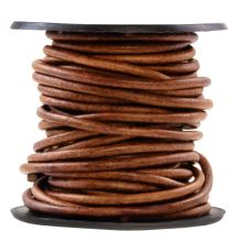 Cordon Cuir Rond (2 mm) Natural Dye Red Brown (5 mètres)