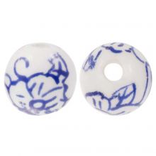 Perles en Céramique Delft Bleu (10 mm) White-Blue (4 pièces)