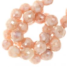 Perles Facettes Craquelé Rondes (8 mm) Bisque AB (60 pièces)