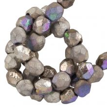Perles Facettes Polies au Feu Tchèques (4 mm) Glittery Argentic (50 pièces)
