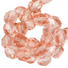 Perles Facettes Polies au Feu Tchèques (8 mm) Vintage Coral (25 pièces)