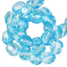 Perles Facettes Polies au Feu Tchèques (6 mm) Aqua (25 pièces)