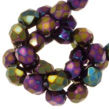 Perles Facettes Polies au Feu Tchèques (3 mm) Jet Purple Iris (50 pièces)