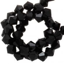 Perles Facettes Bicone Tchèques (4 mm) Jet Black (30 pièces)