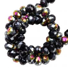 Perles Facettes Rondell (2 x 1.6 mm) Black Half Plated (200 pièces)