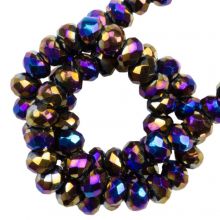 Perles Facettes Rondell (2 x 1.6 mm) Blue Full Plated (200 pièces)
