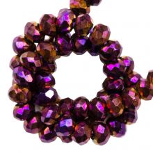 Perles Facettes Rondell (2 x 1.6 mm) Purple Full Plated (200 pièces)
