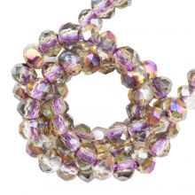 Perles Facettes Rondell (2 x 1.6 mm) Rosy Brown Half Plated (200 pièces)