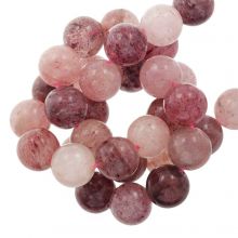 Perles Quartz Fraise (8 mm) 46 pièces