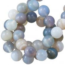 Perles Agate Rayée (8 mm) Pale Turquoise (47 pièces)