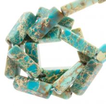 Perles Régalite Jaspe (14 x 4 mm) Turquoise (28 pièces)