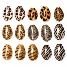 Perles Coquillage Cauris Empreinte d'Animal (18 - 23 x 13 - 14 x 6 - 8 mm) Mix Color (15 pièces)
