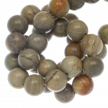 Perles Jaspe Feuille d'Argent (8 mm) 48 pièces