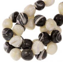 Perles Coquillage (8 - 11 x 7.5 - 9.5 mm) Black White (45 pièces)