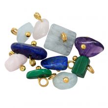 Mélange de Breloques Perles Chips (7 - 10.5 x 6 - 11.5 x 5 - 7 mm) Mixed Stones-Or (10 pièces)