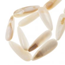 Perles Coquillage (30 x 10 mm) Beige (13 pièces)