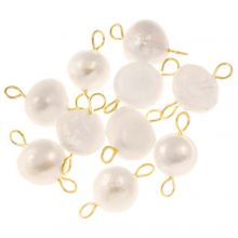 Connecteur Bijoux Perle d'Eau Douce (14 - 15 x 7.5 - 9 mm) White-Or (10 pièces)