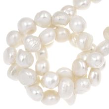 Perles d’Eau Douce (6 - 8 x 4.5 - 6 x 5 - 6.5 mm) White (26 pièces)