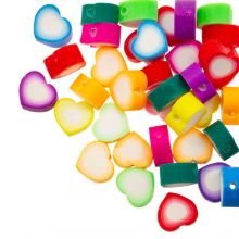 Perles en Polymère Coeur (9 x 10 x 5 mm) Multi Color (50 pièces)