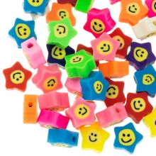 Perles Smiley en Polymère Étoile (9.5 x 4.5 mm) Mix Color (39 pièces)