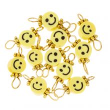 Connecteur Bijoux en Polymère Smiley (12 x 11 mm) Yellow-Or (10 pièces)