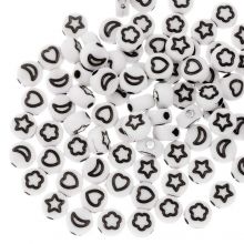 Perles Acryliques Smiley (7 x 3.5 mm) Silver-Black (50 pièces)