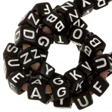 Mélange de Perles Lettres Alphabet Acryliques (6 x 6 mm) Black-White (200 pièces)