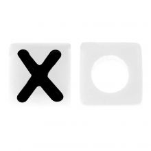 Perles Lettres Alphabet Acryliques X (7 x 7 mm) White-Black (50 pièces)